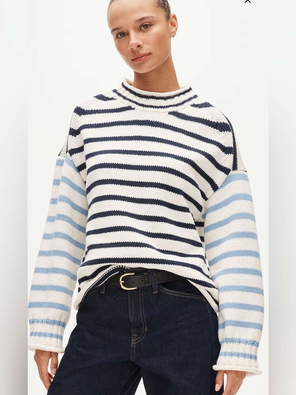 J Crew 2025 Rollneck Sweater In Stripe Cv158